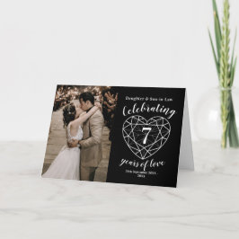 7.º Aniversario Boda tarjeta de corazón negro