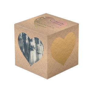 7.º Boda Aniversario Coppery Hearts Foto Cubo