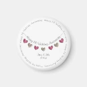 7.º boda aniversario lana imán de amarre de corazó