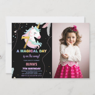 7.º cumpleaños de Unicornio invitaciones a cumplea
