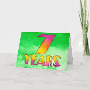 7 años tarjeta de cumpleaños/del aniversario de la