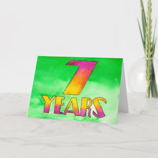 7 años tarjeta de cumpleaños/del aniversario de la