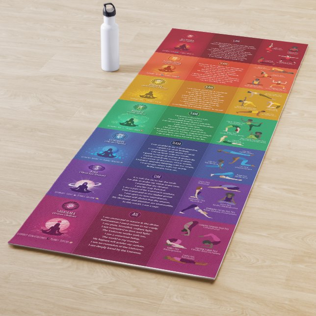 7 Chakra Yoga Poses & Affirmations Yoga Mat - 87mc (In situ)