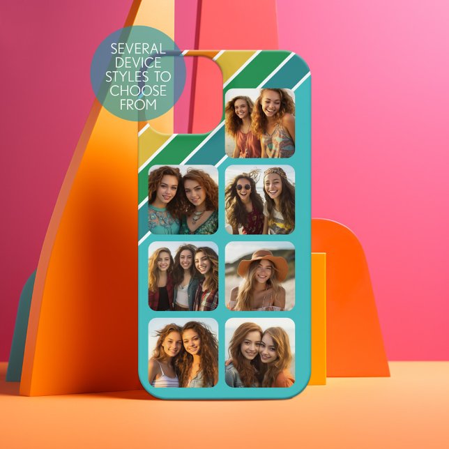 7 collage de fotos con rayas inspiradas en los año (Personalized Phone Case - Choose Your Device and Customize the Design)