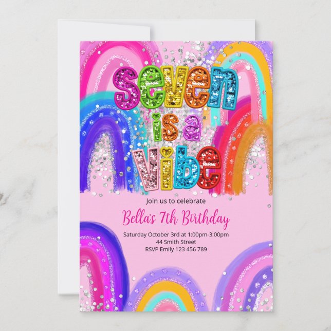 7 es una invitación de cumpleaños Vibe (Anverso)