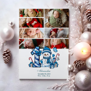 7 Fotografía Azul Snowman Primera Navidad