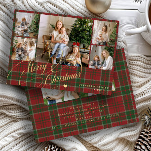 7 fotos Feliz Navidad elegante a cuadros rojos y v