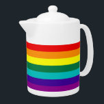 7 franjas: Tetera de la bandera del orgullo gay ar<br><div class="desc">7 franjas: Tetera de la bandera del orgullo gay arcoiris 

 Versión con banda rosa caliente eliminada debido a la indisponibilidad de tela rosa caliente (1978-79).</div>