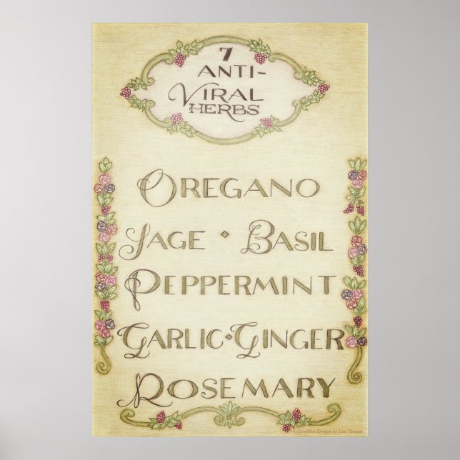 7 Hierbas Antivirales Arte de Pared (Vintage)  (Frente)