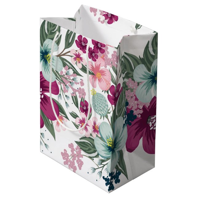 7 lx 4.5wx10h Bolsa de regalo mediana Flores tropi (Angulo reverso)