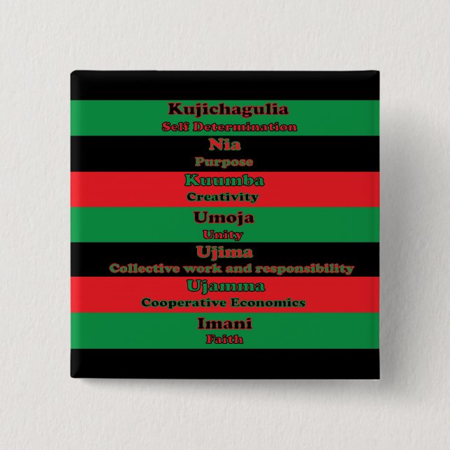 7 Principios del botón de Kwanzaa (Anverso)