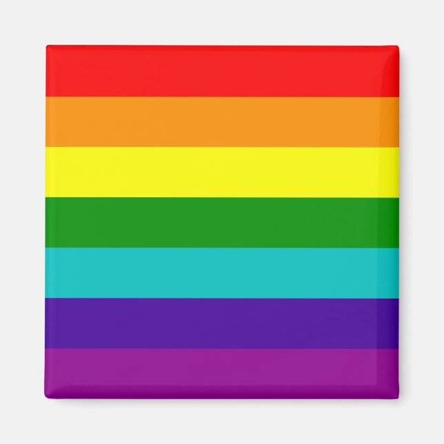 7 Rayas: imán de bandera del orgullo gay arcoiris (Frente)