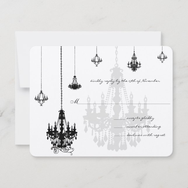 7 Tarjetas RSVP de Boda de Candelabros Negros (Anverso)