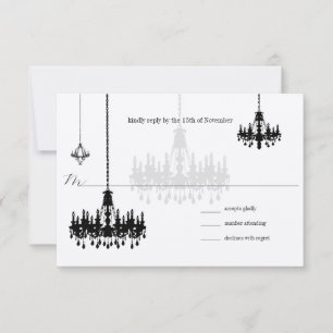 7 Tarjetas RSVP de Boda de Candelabros Negros