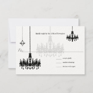 7 Tarjetas RSVP de Boda de Candelabros Negros
