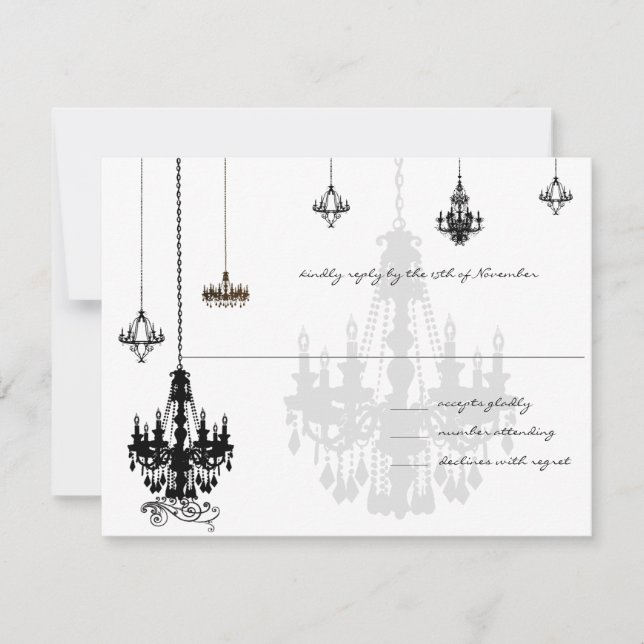7 Tarjetas RSVP de Boda de Candelabros Negros (Anverso)