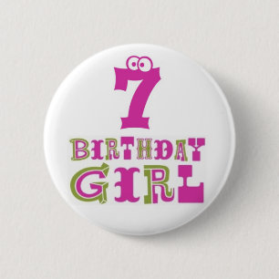 7mo Insignia del botón del chica del cumpleaños