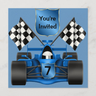 7mo Invitación del coche de carreras del