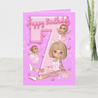 7mo Tarjeta de cumpleaños con la bailarina linda