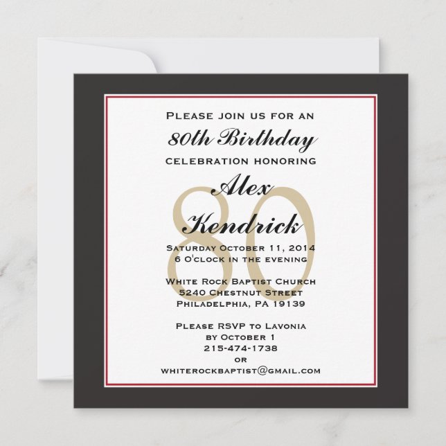 80ª Invitación a la Plaza de la Fiesta de Cumpleañ (Anverso)