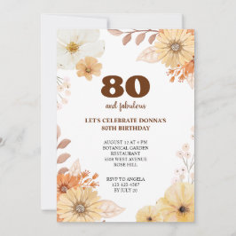 80.ª fiesta de cumpleaños invitación a las flores 