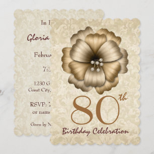 80.ª fiesta de cumpleaños Invitación Flor de oro 2