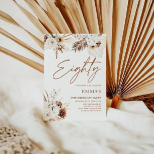 80.ª invitación a cumpleaños Boho Pampas