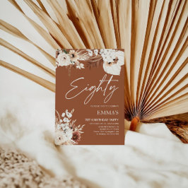 80.ª invitación a cumpleaños Terracotta Boho Pampa