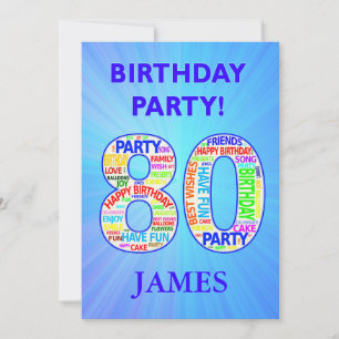 80.ª invitación a fiesta de cumpleaños Añadir un n