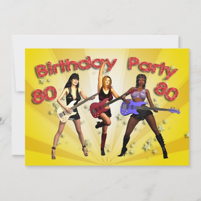 80.ª invitación a la fiesta de cumpleaños con una  (Anverso)