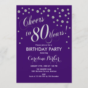 80.ª invitación a la fiesta de cumpleaños - Púrpur