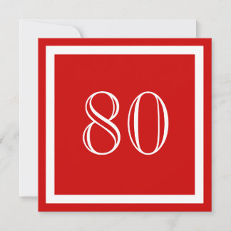 80.ª invitación a la fiesta de cumpleaños - Rojo