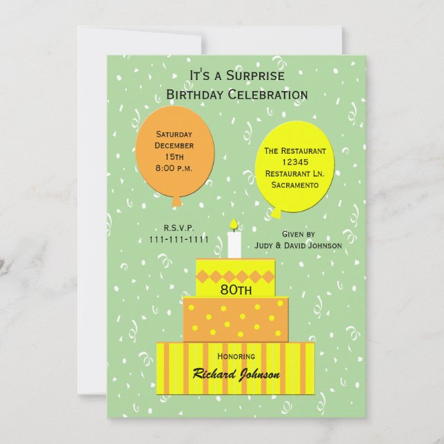 80.ª Invitación a la fiesta de cumpleaños sorpresa (Anverso)