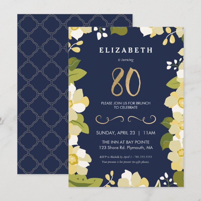 80.ª invitación de cumpleaños, 80.º Personalizar (Anverso / Reverso)