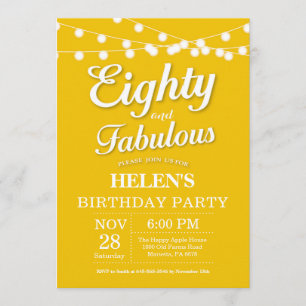80.ª invitación de cumpleaños Yellow Fabulous