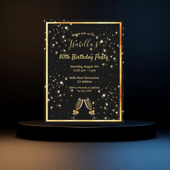 80.ª invitación para burbujas de oro negro (Subido por el creador)