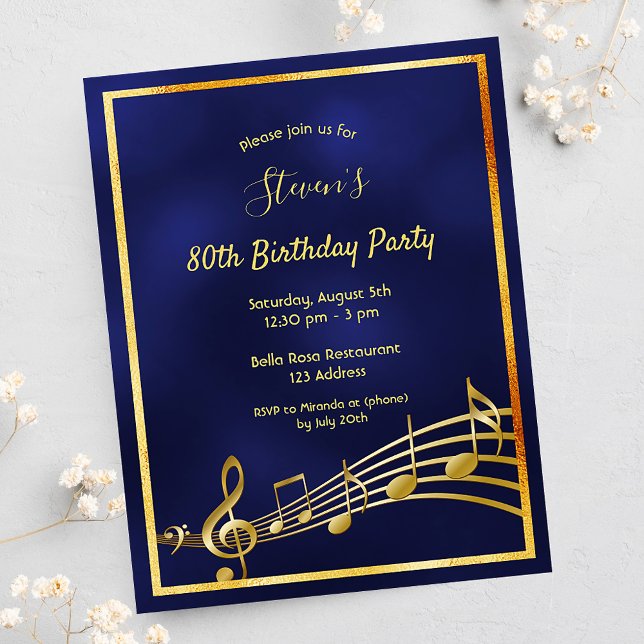 80.ª invitación para notas de oro azules (Subido por el creador)