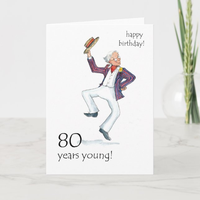 80.ª Tarjeta de cumpleaños - ¡Baile de hombre! (Anverso)