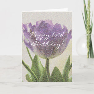 80.ª tarjeta de cumpleaños con hermosas flores de