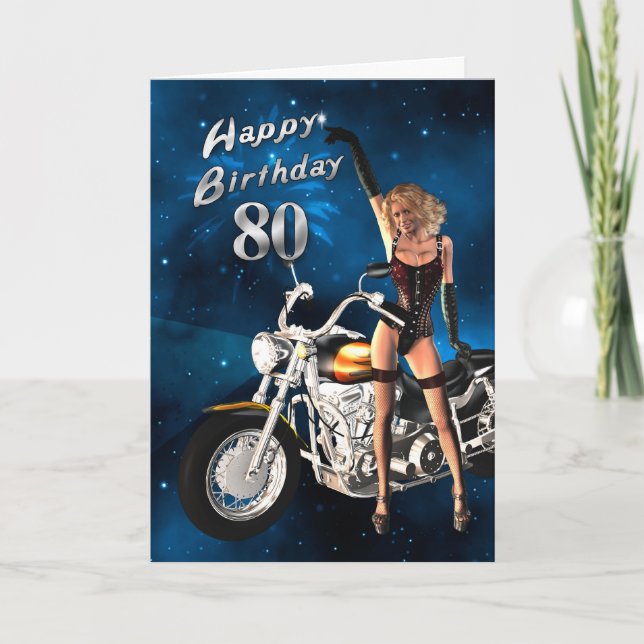 80.ª tarjeta de cumpleaños con moto (Anverso)