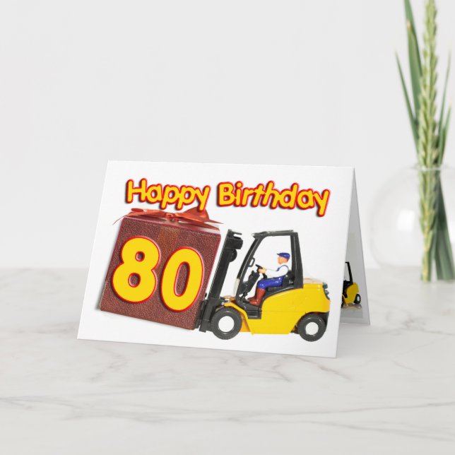 80.ª tarjeta de cumpleaños con un camión elevador  (Anverso)