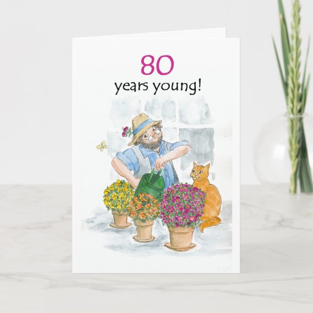 80.ª tarjeta de cumpleaños - jardinero (Anverso)