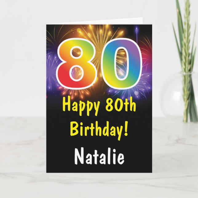 80.ª tarjeta de cumpleaños para fuegos artificiale (Anverso)