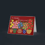 80.ª tarjeta de cumpleaños para un abuelo, poder d<br><div class="desc">Tarjeta de cumpleaños número 80 para un abuelo con macetas de flores,  de un collage de papel pintado a mano de Judy Adamson. Por favor siéntase libre de editar el mensaje interno y contactarme a través de mi tienda para cambiar el texto de portada.</div>