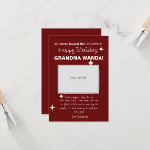 80.ª Tarjeta de Cumpleaños Saludo Maroon Elegance