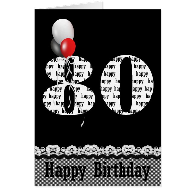 80.º cumpleaños con un ramo de globos (Frente)