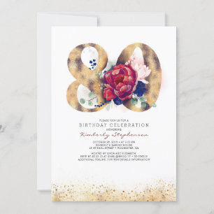 80.º cumpleaños de la marina de invitación Azul y 