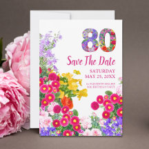 80.º cumpleaños floral moderno Guardar la tarjeta