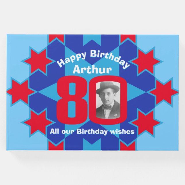 80.º libro de invitados rojo azul estrella de la f (Anverso)