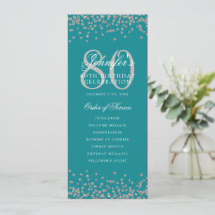 80.º Programa de Cumpleaños Confetti Plata Turques